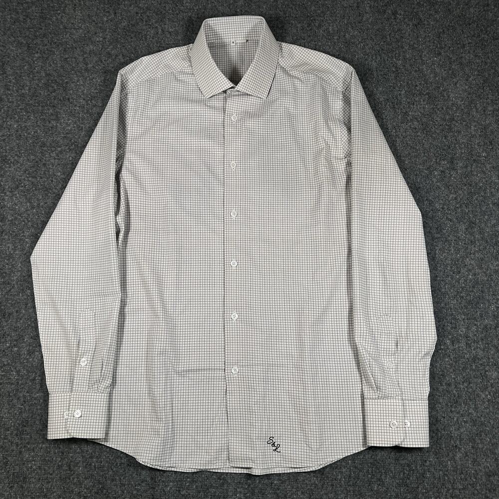 State & Liberty Stretch Performance Long Sleeve Shirt Button Medium Mens Plaid